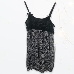 International Intimates Sheer Zebra Print Y2k Vibes Babydoll Camisole Lingerie